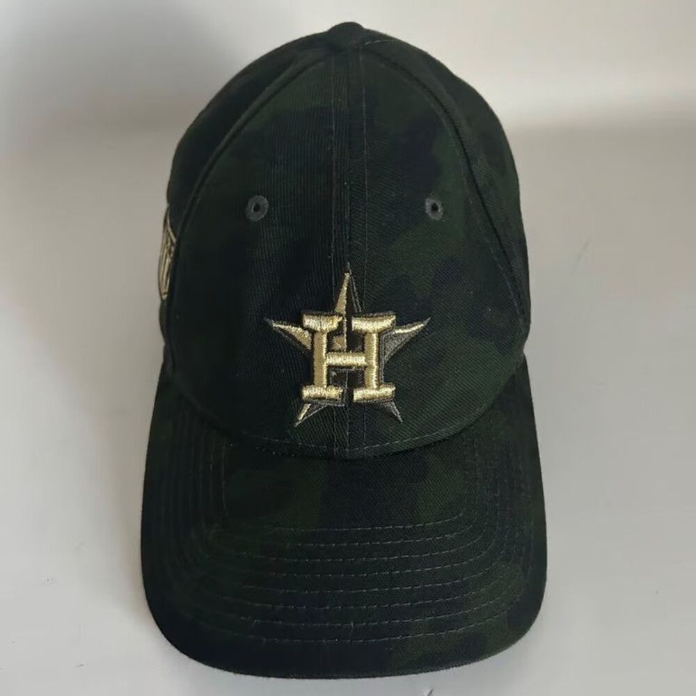 Houston Astros New Era 9FORTY Armed Forces Day Camo Hat Cap MLB Adjustable Gold